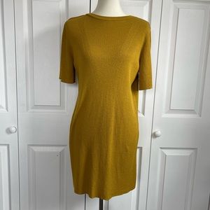 Contemporary golden mustard yellow color knit dress by Zara size M